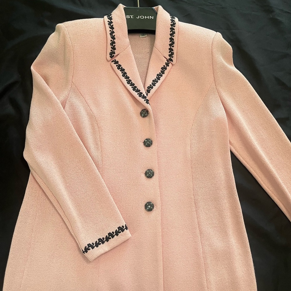 St. John Pink Blazer with Black Trim